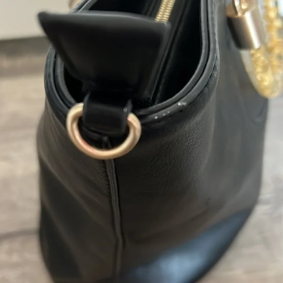 Vintage Betsey Johnson Black Bag with Gold Accents - Picture 5 of 11